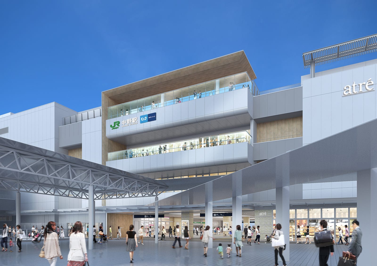 中野駅新北口・アトレ中野の完成予想図